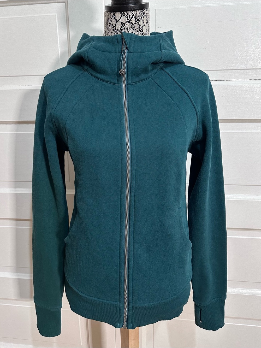 Lululemon Scuba Hoodie Light Cotton Full Zip Fleece 8 Storm Teal Green SOFT $128